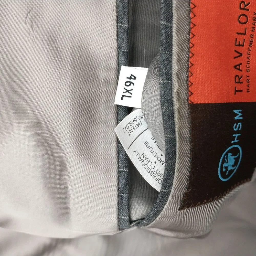 Hart Schaffner Marx‎ Blazer Mens 46 XL Gray Stripe Traveler 2 Button Wool Jacket